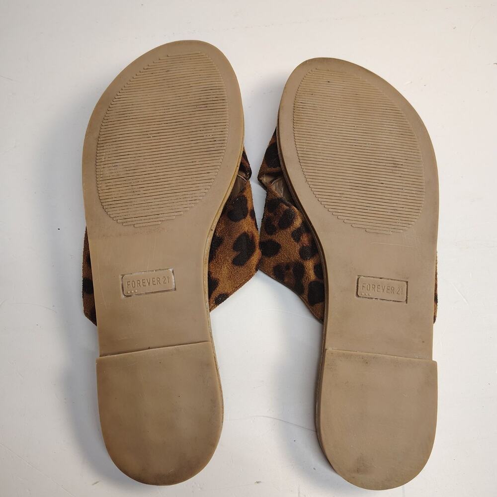 Forever 21 Leopard Slide Sandals Flat Cheetah Animal Slide Size 7 - Picture 9 of 9